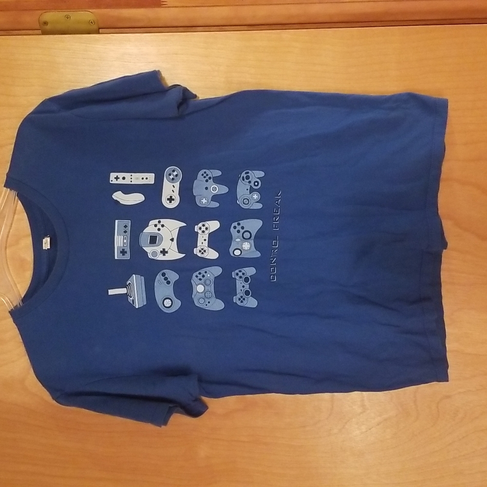 'Control Freak' blue gaming shirt. Large. GUC.